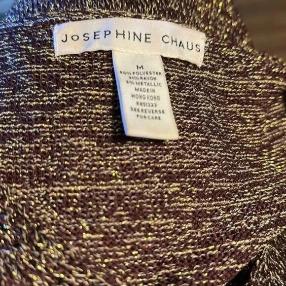 JOSEPHINE Chaus V Neck Metallic Sleeveless Sweater Size Medium - Picture 3 of 5